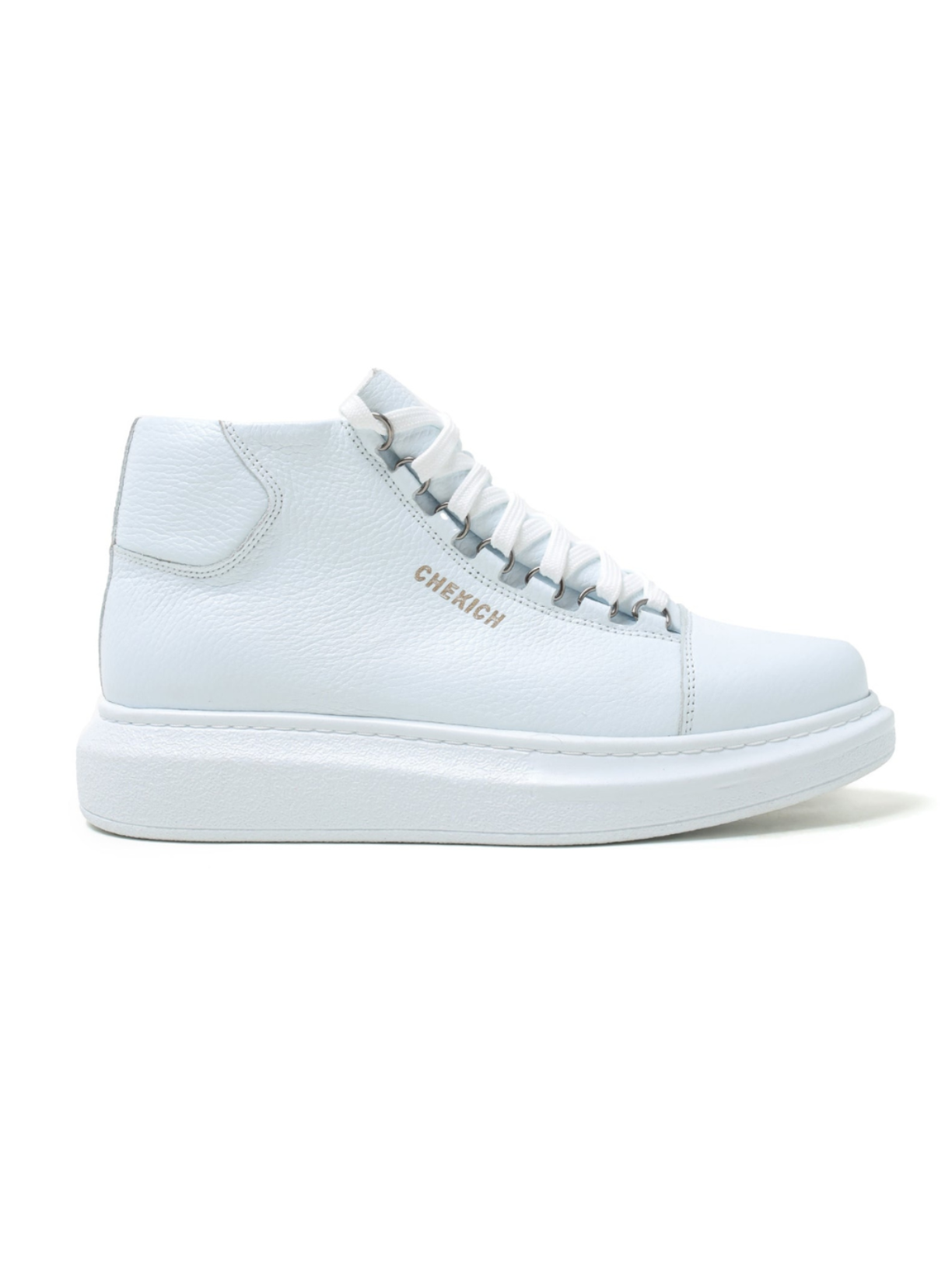 Apollo Moda Kelly Pristine Purity all-white lace-up high-top sneaker boot, third angle