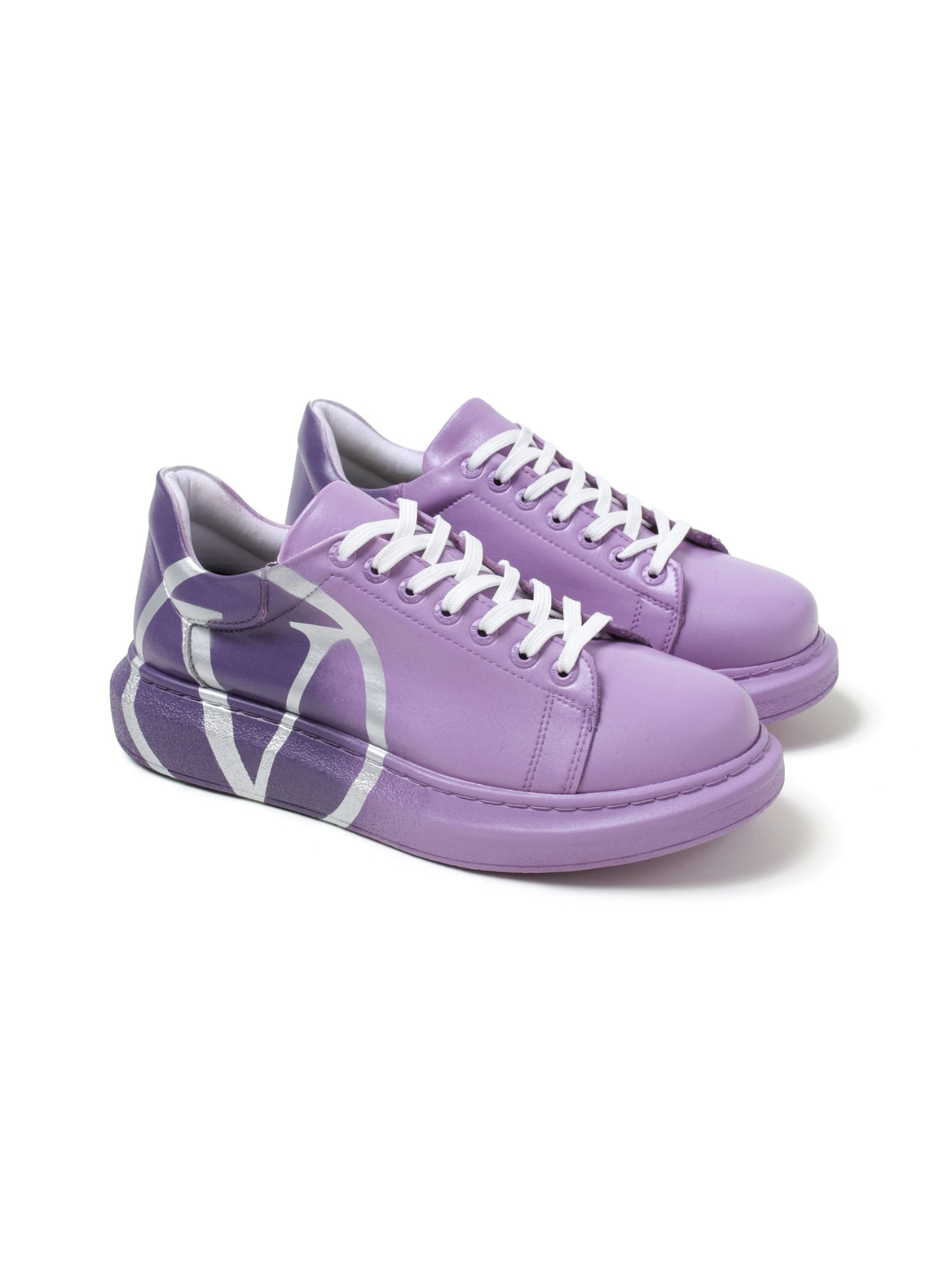 Tokyo V Essence Regal Purple hand-painted custom sneaker in purple by Apollo Moda, view 5