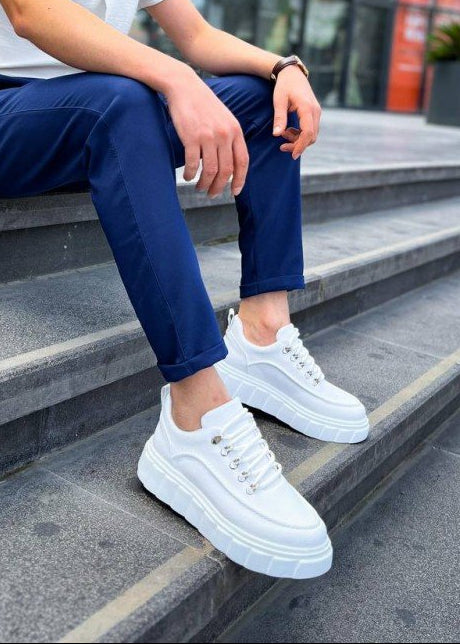 Men's Vega Blanco all-white casual sneaker by Apollo Moda, fifth angle