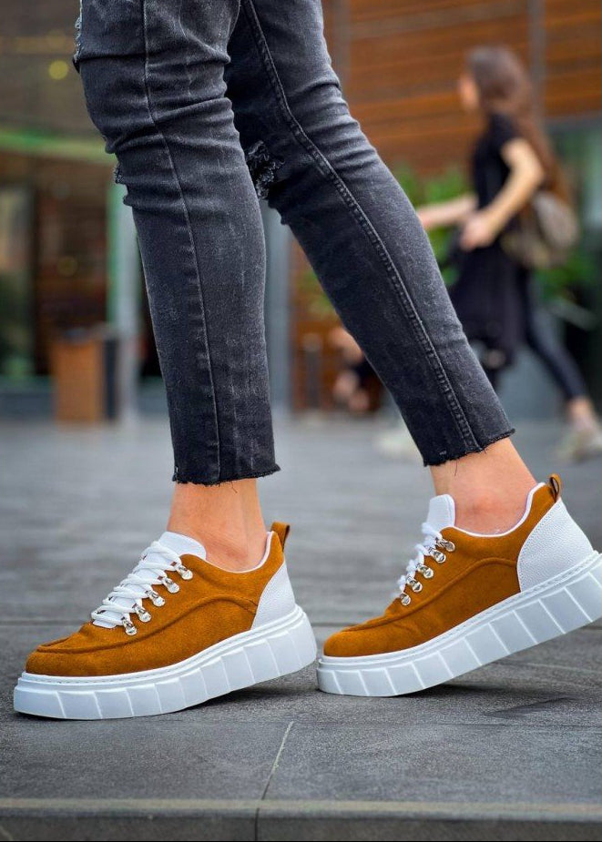 Men's Vega Terra brown and white casual sneaker by Apollo Moda, fifth angle