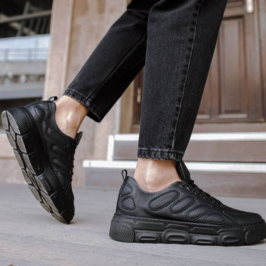 Tulum Midnight Edition low-top casual sneaker in black by Apollo Moda, view 2
