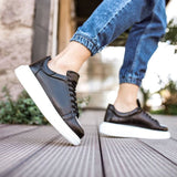 Low Top Casual Everyday Sneakers for Men by Apollo Moda | Pluto Shadow Black